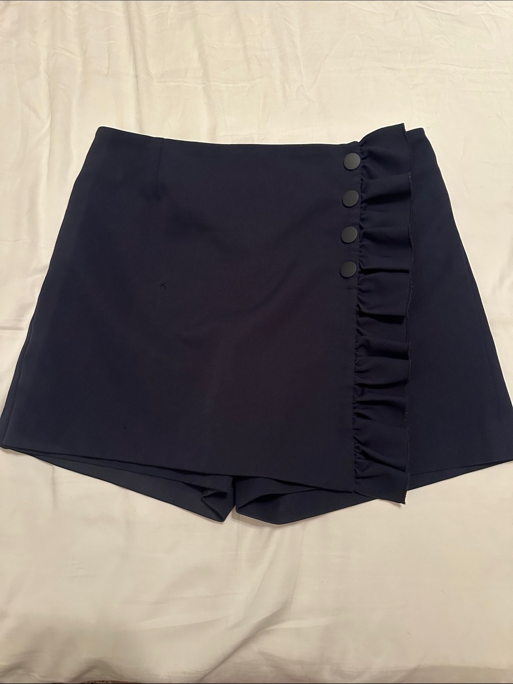 Tory Sport Navy Ruffle Wrap Skort